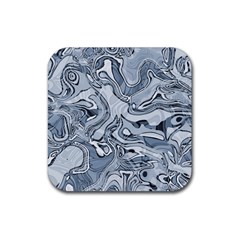 Faded Blue Abstract Art Rubber Coaster (square)  by SpinnyChairDesigns