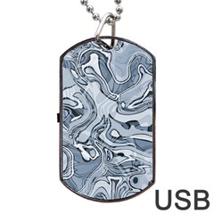 Faded Blue Abstract Art Dog Tag Usb Flash (two Sides) by SpinnyChairDesigns