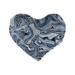 Faded Blue Abstract Art Standard 16  Premium Flano Heart Shape Cushions by SpinnyChairDesigns