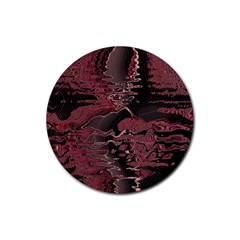 Red Black Abstract Art Rubber Round Coaster (4 Pack)  by SpinnyChairDesigns