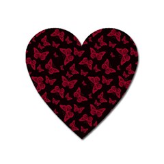 Red And Black Butterflies Heart Magnet by SpinnyChairDesigns