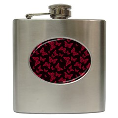 Red And Black Butterflies Hip Flask (6 Oz) by SpinnyChairDesigns