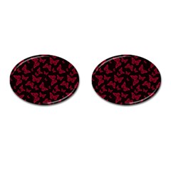 Red And Black Butterflies Cufflinks (oval) by SpinnyChairDesigns