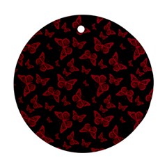 Red And Black Butterflies Round Ornament (two Sides) by SpinnyChairDesigns