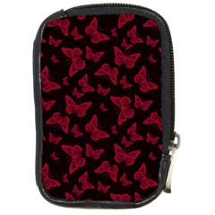 Red And Black Butterflies Compact Camera Leather Case by SpinnyChairDesigns