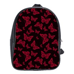 Red And Black Butterflies School Bag (xl) by SpinnyChairDesigns