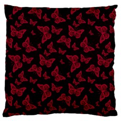 Red And Black Butterflies Large Flano Cushion Case (two Sides) by SpinnyChairDesigns