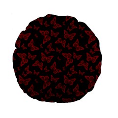 Red And Black Butterflies Standard 15  Premium Flano Round Cushions by SpinnyChairDesigns