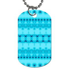 Boho Aqua Blue Dog Tag (one Side) by SpinnyChairDesigns