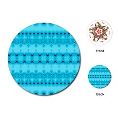 Boho Aqua Blue Playing Cards Single Design (round) by SpinnyChairDesigns