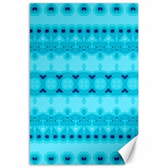 Boho Aqua Blue Canvas 24  X 36  by SpinnyChairDesigns