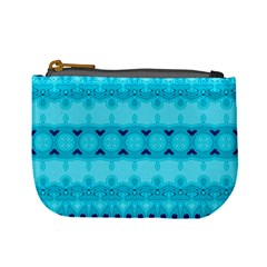 Boho Aqua Blue Mini Coin Purse by SpinnyChairDesigns