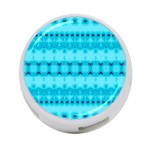 Boho Aqua Blue 4-Port USB Hub (Two Sides) Back