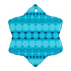 Boho Aqua Blue Ornament (snowflake) by SpinnyChairDesigns