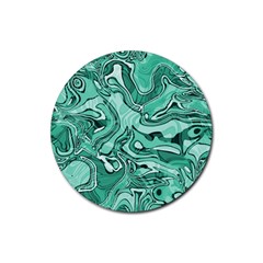 Biscay Green Swirls Rubber Round Coaster (4 Pack)  by SpinnyChairDesigns