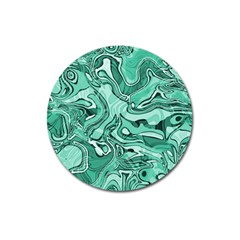 Biscay Green Swirls Magnet 3  (round) by SpinnyChairDesigns