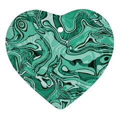 Biscay Green Swirls Heart Ornament (two Sides) by SpinnyChairDesigns