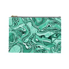 Biscay Green Swirls Cosmetic Bag (large) by SpinnyChairDesigns