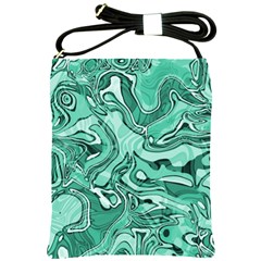 Biscay Green Swirls Shoulder Sling Bag by SpinnyChairDesigns