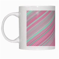 Turquoise And Pink Striped White Mugs by SpinnyChairDesigns