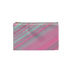 Turquoise And Pink Striped Cosmetic Bag (small) by SpinnyChairDesigns