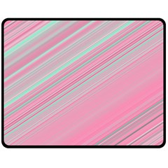 Turquoise And Pink Striped Double Sided Fleece Blanket (medium)  by SpinnyChairDesigns