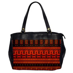 Boho Aztec Rust Orange Color Stripes Oversize Office Handbag by SpinnyChairDesigns