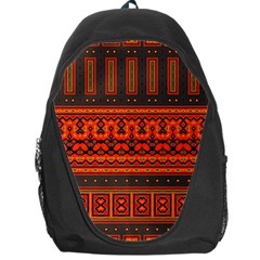 Boho Aztec Rust Orange Color Stripes Backpack Bag by SpinnyChairDesigns