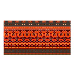 Boho Aztec Rust Orange Color Stripes Satin Shawl by SpinnyChairDesigns