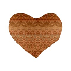 Boho Fancy Peach  Standard 16  Premium Heart Shape Cushions by SpinnyChairDesigns