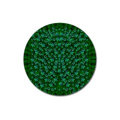 Leaf Forest And Blue Flowers In Peace Magnet 3  (round) by pepitasart