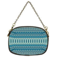 Boho Blue Teal Striped Chain Purse (two Sides) by SpinnyChairDesigns