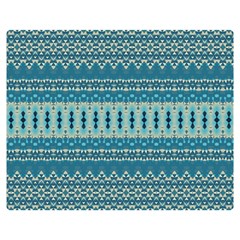 Boho Blue Teal Striped Double Sided Flano Blanket (medium)  by SpinnyChairDesigns