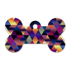 Colorful Geometric  Dog Tag Bone (one Side) by SpinnyChairDesigns