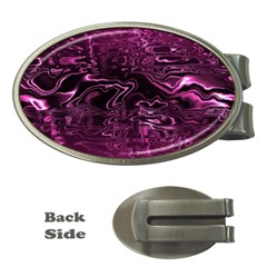 Magenta Black Swirl Money Clips (oval)  by SpinnyChairDesigns