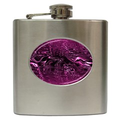 Magenta Black Swirl Hip Flask (6 Oz) by SpinnyChairDesigns