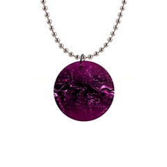 Magenta Black Swirl 1  Button Necklace by SpinnyChairDesigns