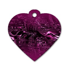 Magenta Black Swirl Dog Tag Heart (one Side) by SpinnyChairDesigns