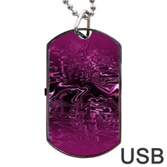 Magenta Black Swirl Dog Tag Usb Flash (one Side) by SpinnyChairDesigns