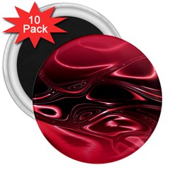 Crimson Red Black Swirl 3  Magnets (10 Pack)  by SpinnyChairDesigns