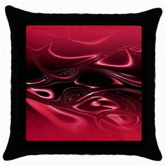 Crimson Red Black Swirl Throw Pillow Case (black) by SpinnyChairDesigns