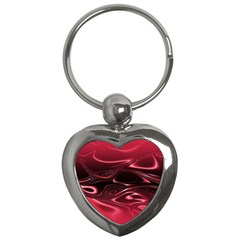 Crimson Red Black Swirl Key Chain (heart) by SpinnyChairDesigns