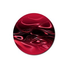 Crimson Red Black Swirl Rubber Round Coaster (4 Pack)  by SpinnyChairDesigns