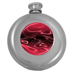 Crimson Red Black Swirl Round Hip Flask (5 Oz) by SpinnyChairDesigns