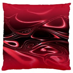 Crimson Red Black Swirl Large Flano Cushion Case (two Sides) by SpinnyChairDesigns
