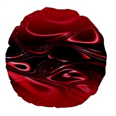 Crimson Red Black Swirl Large 18  Premium Flano Round Cushions by SpinnyChairDesigns