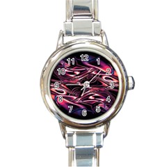 Abstract Art Swirls Round Italian Charm Watch by SpinnyChairDesigns