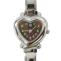 Boho Floral Pattern Heart Italian Charm Watch by SpinnyChairDesigns