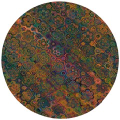 Boho Floral Pattern Wooden Puzzle Round by SpinnyChairDesigns