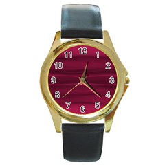 Dark Rose Pink Ombre  Round Gold Metal Watch